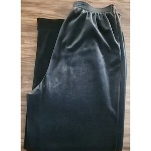 TEDDI Solid Black  Polyester Elastic Waist Pants Velvet Medium Vintage Women's